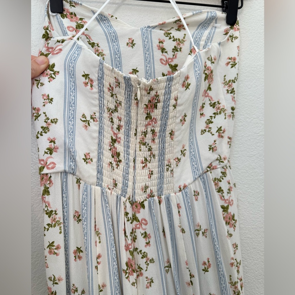 Reformation White and Blue Strapless Sundress - Picture 6 of 11